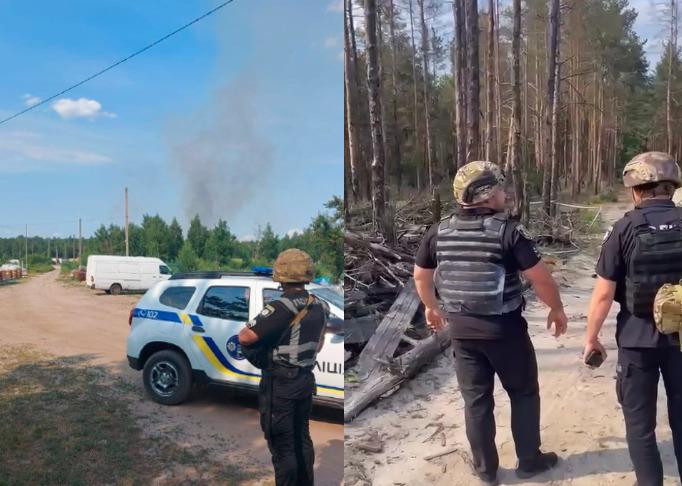 Біля села Здвижівки під Києвом загорівся ліс і почали вибухати залишені окупантами боєприпаси. Відео