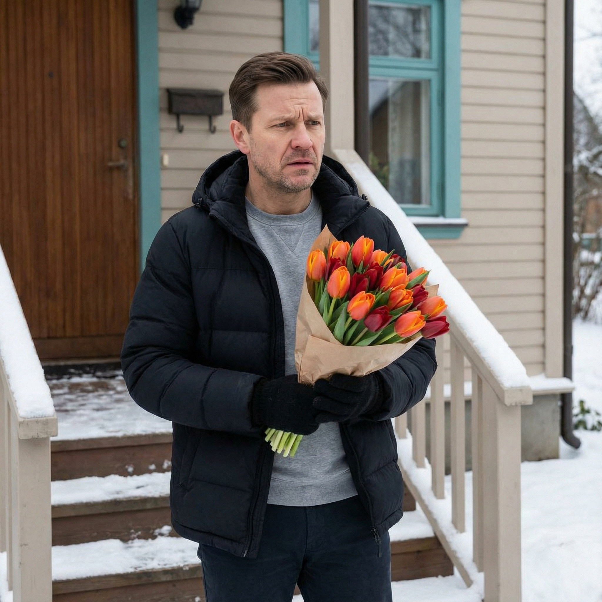 На порозі стояв незнайомець. Яна придивилася і ахнула.На порозі стояв незнайомець.