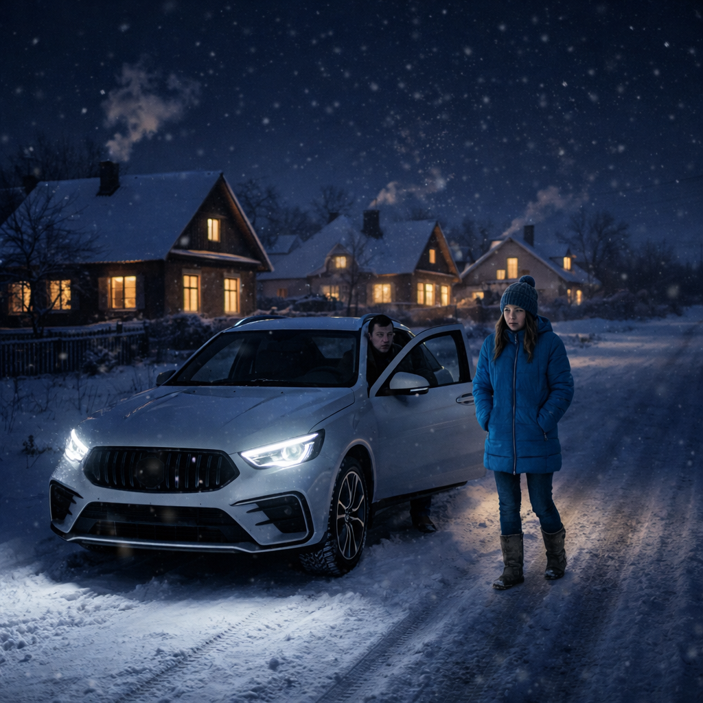 Віктор доїхав машиною до якогось села, як раптом помітив дівчину, яка стояла біля дороги. Було вже пізно і крім них навколо нікого не було. Він зупинився. – Підвезете? – запитала дівчина. – Так, звісно. Тут зараз машин майже нема. Мабуть давно чекаєте? – Так, – сказала дівчина і раптом розплакалась. Віктор здивовано дивився на неї